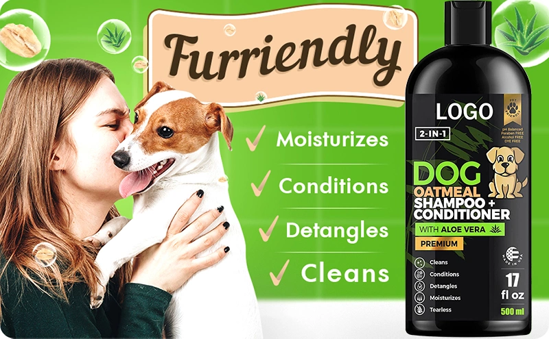 Body Wash Pet Shampoo for Dog Cleaning Flea Tick Treatment Private Label Customize 2 in 1 500ml Dog Shampoo and Conditioner